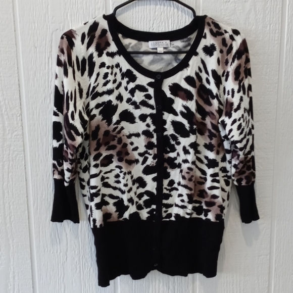 Joseph A leopard print blouse large cardigan - Picture 1 of 8